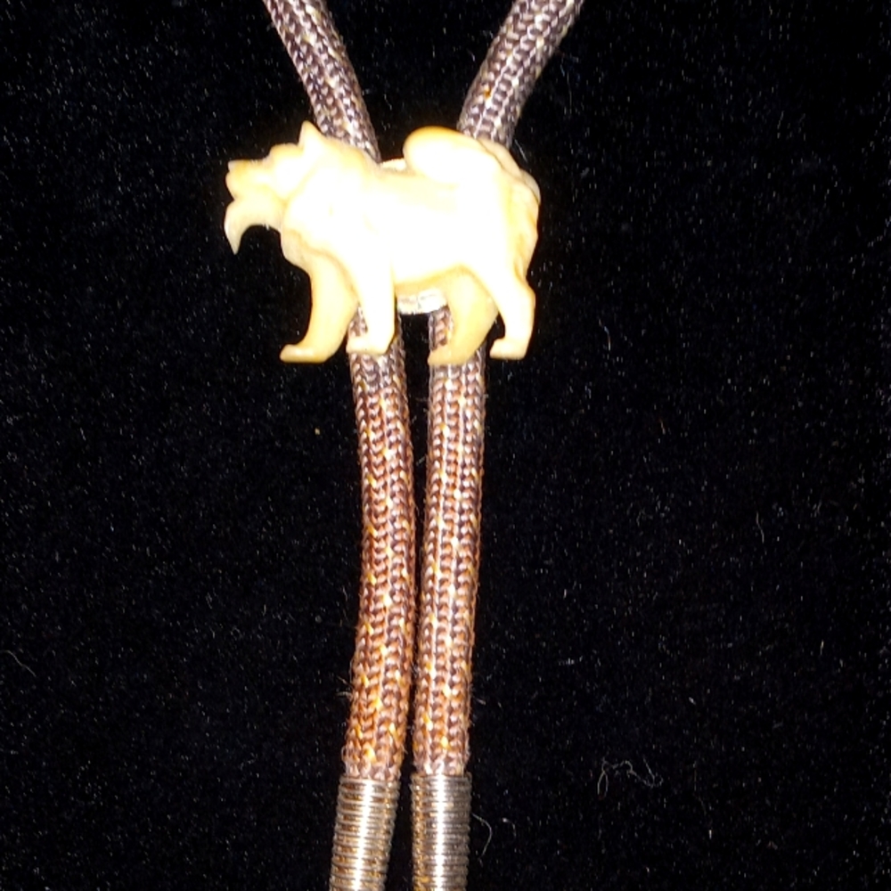Bolo Tie. Native American Hand Carved Bone